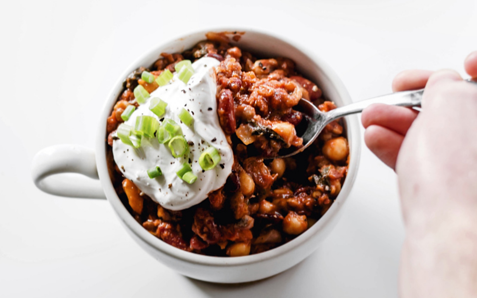 Vegan 3 bean kidney beans, lentils, and chickpea chili